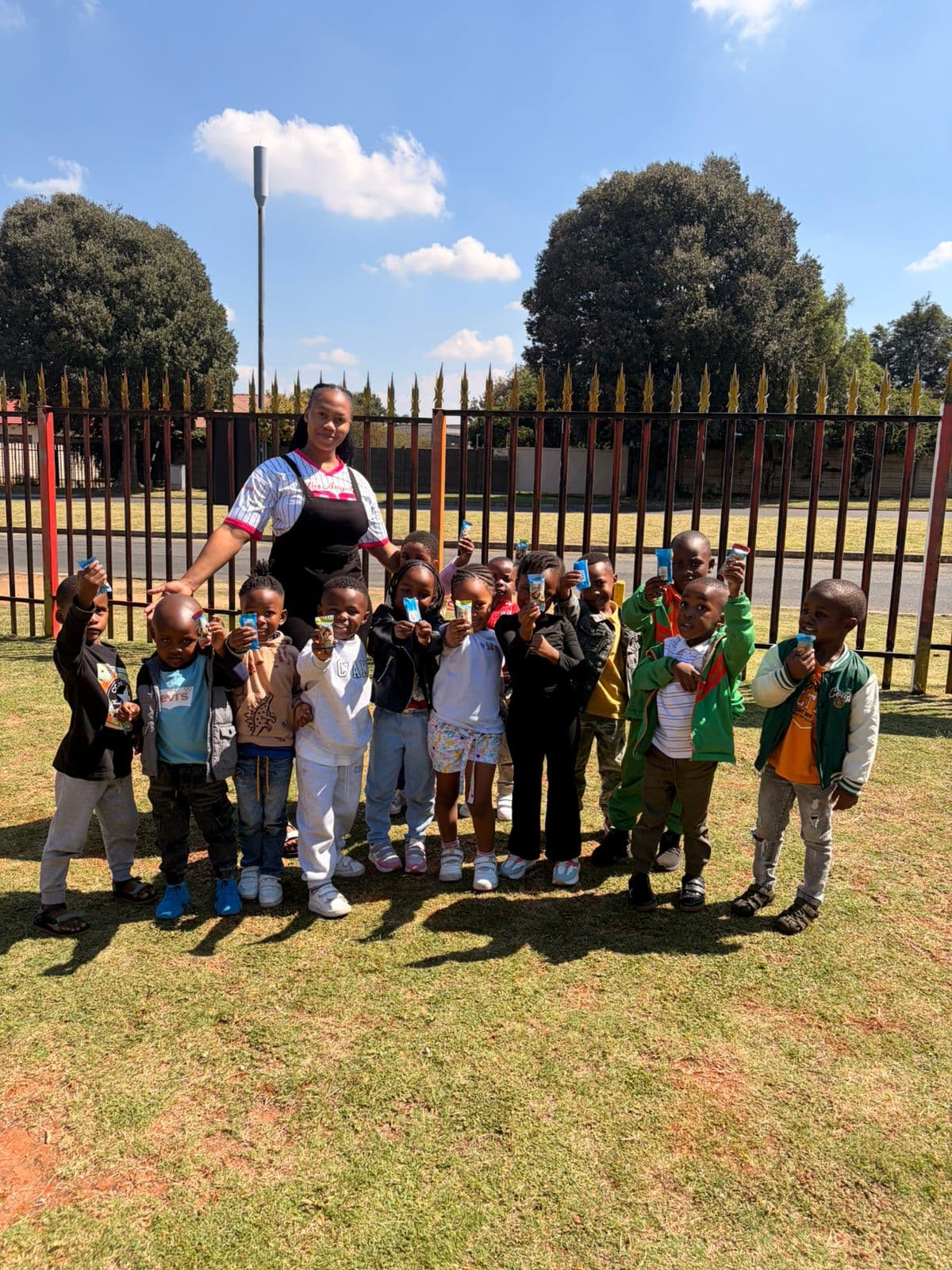 Teacher with students